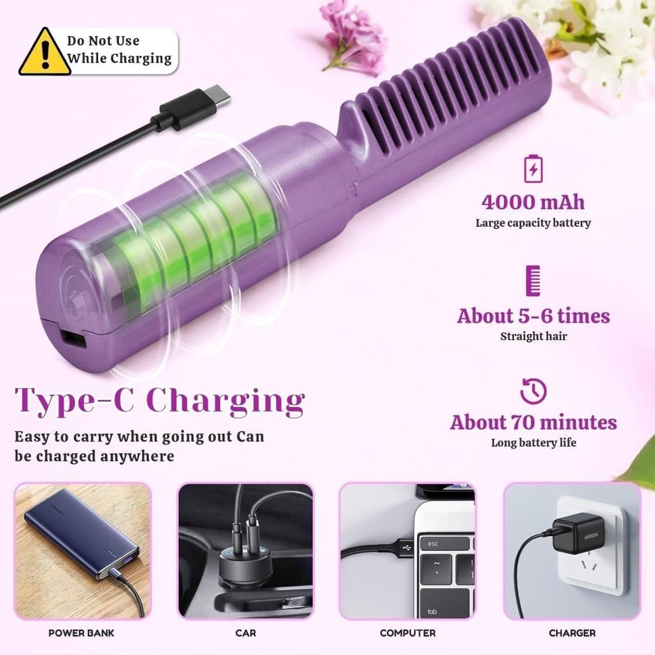 Portable Mini Hair Straightener - Cordless and rechargeable